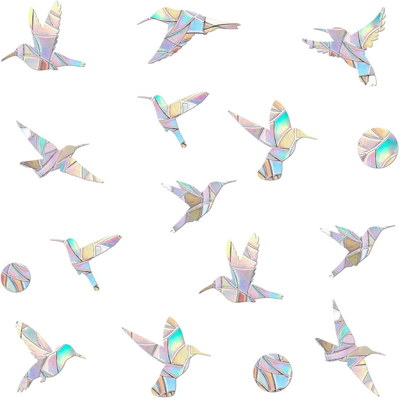 EACILLES 48 Pieces Birds Static Window Clings Anti Collision Window Decals for Bird Strikes, Glass Door Window Stickers, Stop Birds Flying into Windows, Hummingbird Style - Image 1